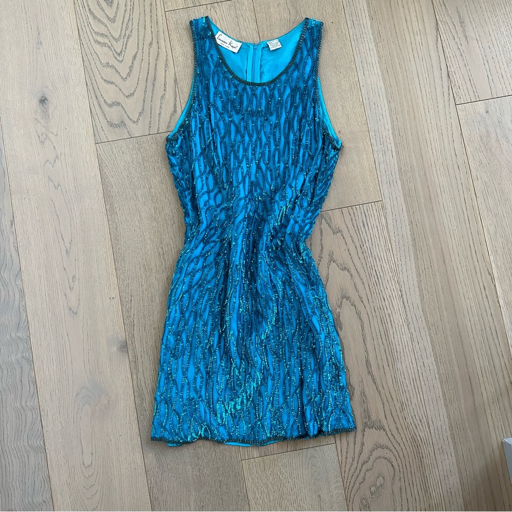 Vintage Teal Sequin Dress Eras Tour Medium Rare - Picture 8 of 11